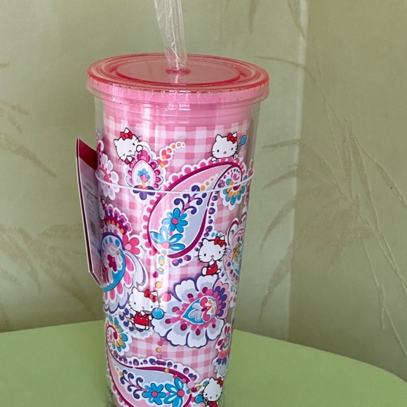 VERA BRADLEY HELLO KITTY DOUBLE WALL TUMBLER W/STRAW:NWT HELLO KITTY PAISLEY - Picture 8 of 15